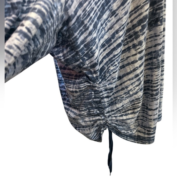 Gloria Vanderbilt Womens Blue White Striped Hoodie Ruched Drawstring Sides 1X. - Picture 3 of 11